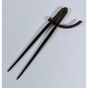 Vintage Metal Wing Divider Caliper Measuring Tool Iron Adjustable Screw & Arc